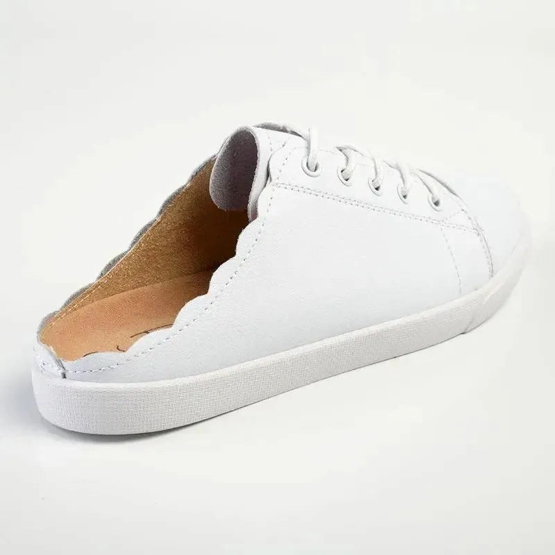 Julz Luka Leather Mule Slip On Sneaker - White