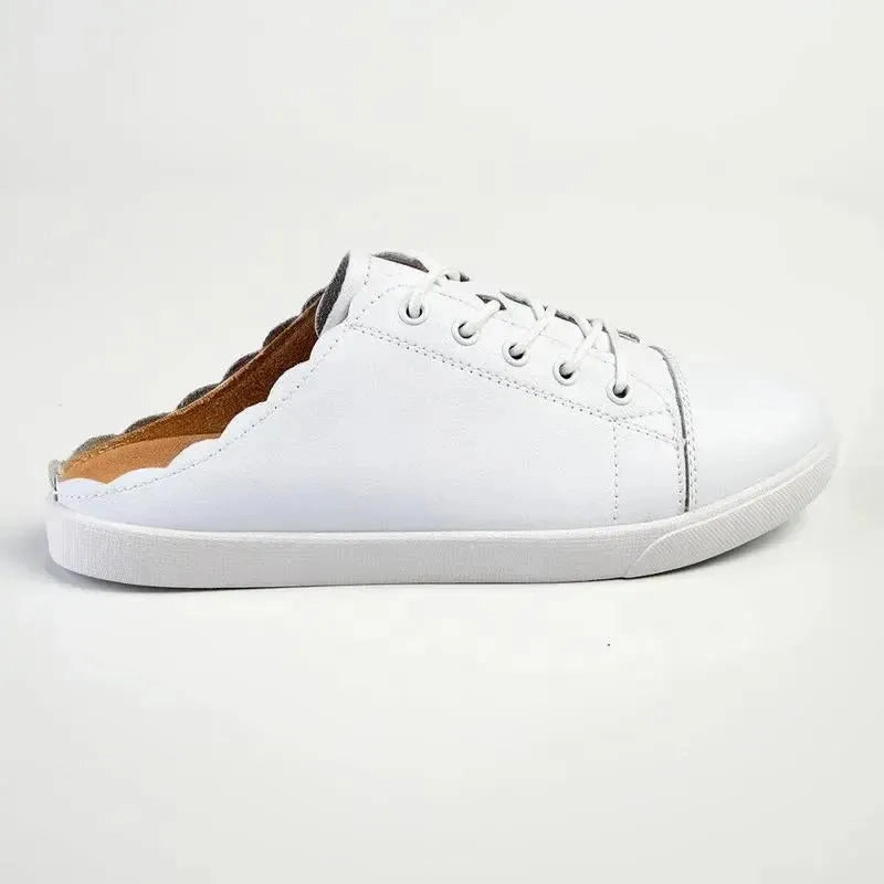 Julz Luka Leather Mule Slip On Sneaker - White Tab Slip Ons