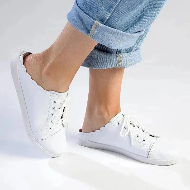 Julz Luka Leather Mule Slip On Sneaker - White