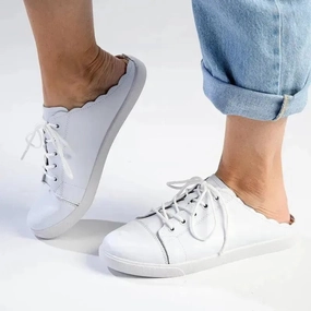 Julz Luka Leather Mule Slip On Sneaker - White Converse Slip On High Tops
