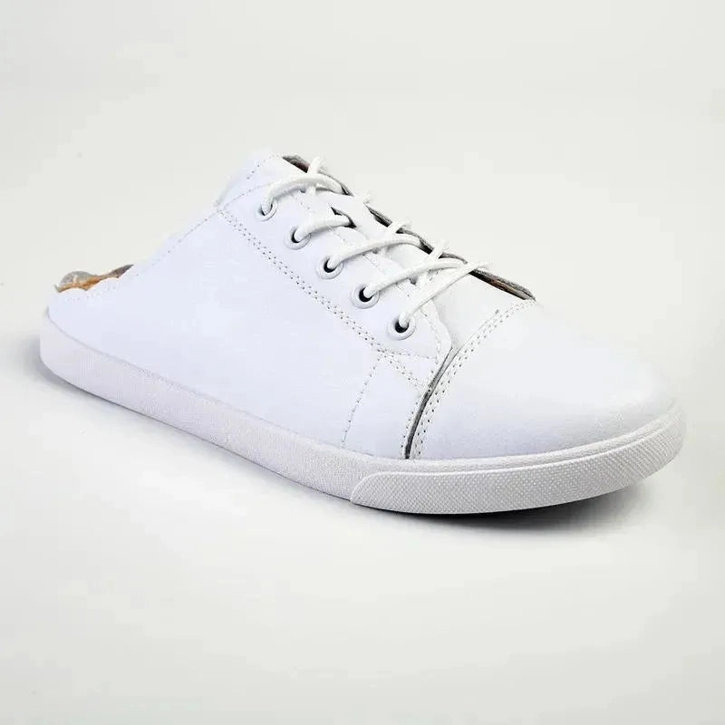 Julz Luka Leather Mule Slip On Sneaker - White
