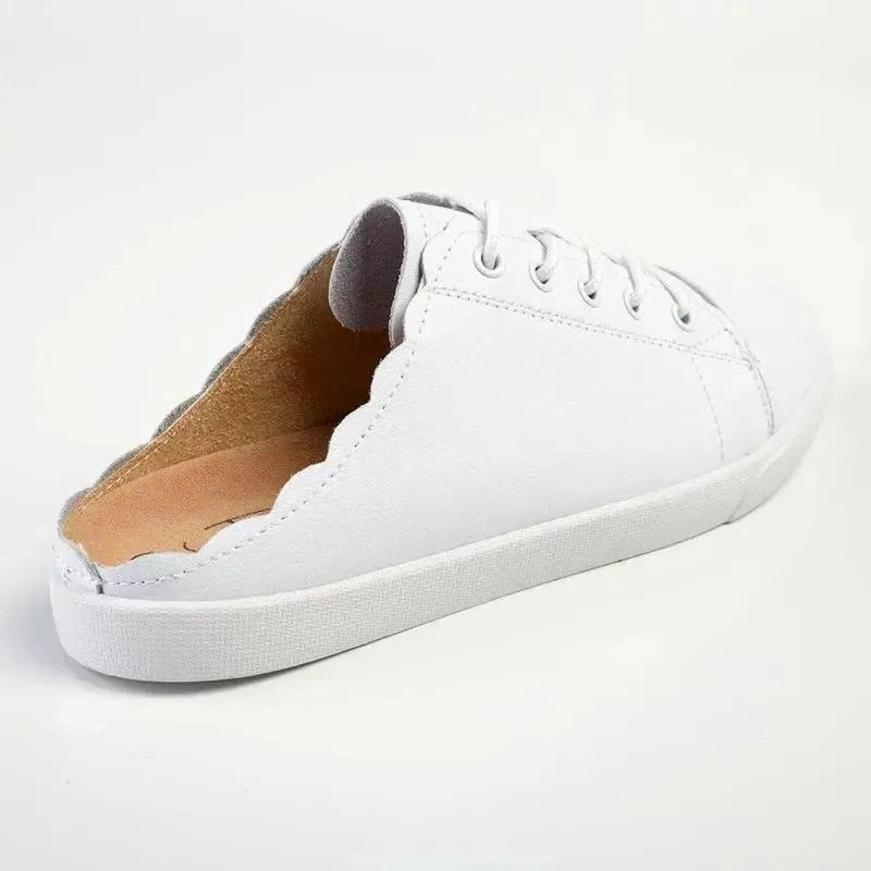 Julz Luka Leather Mule Slip On Sneaker - White