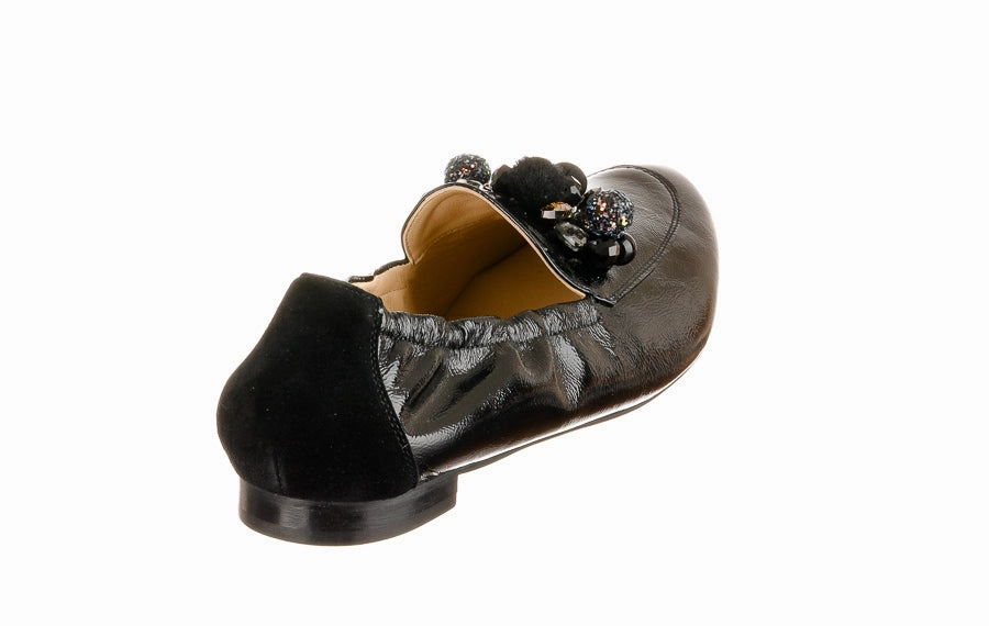 Pie Elyse Black Snakeskin Loafers
