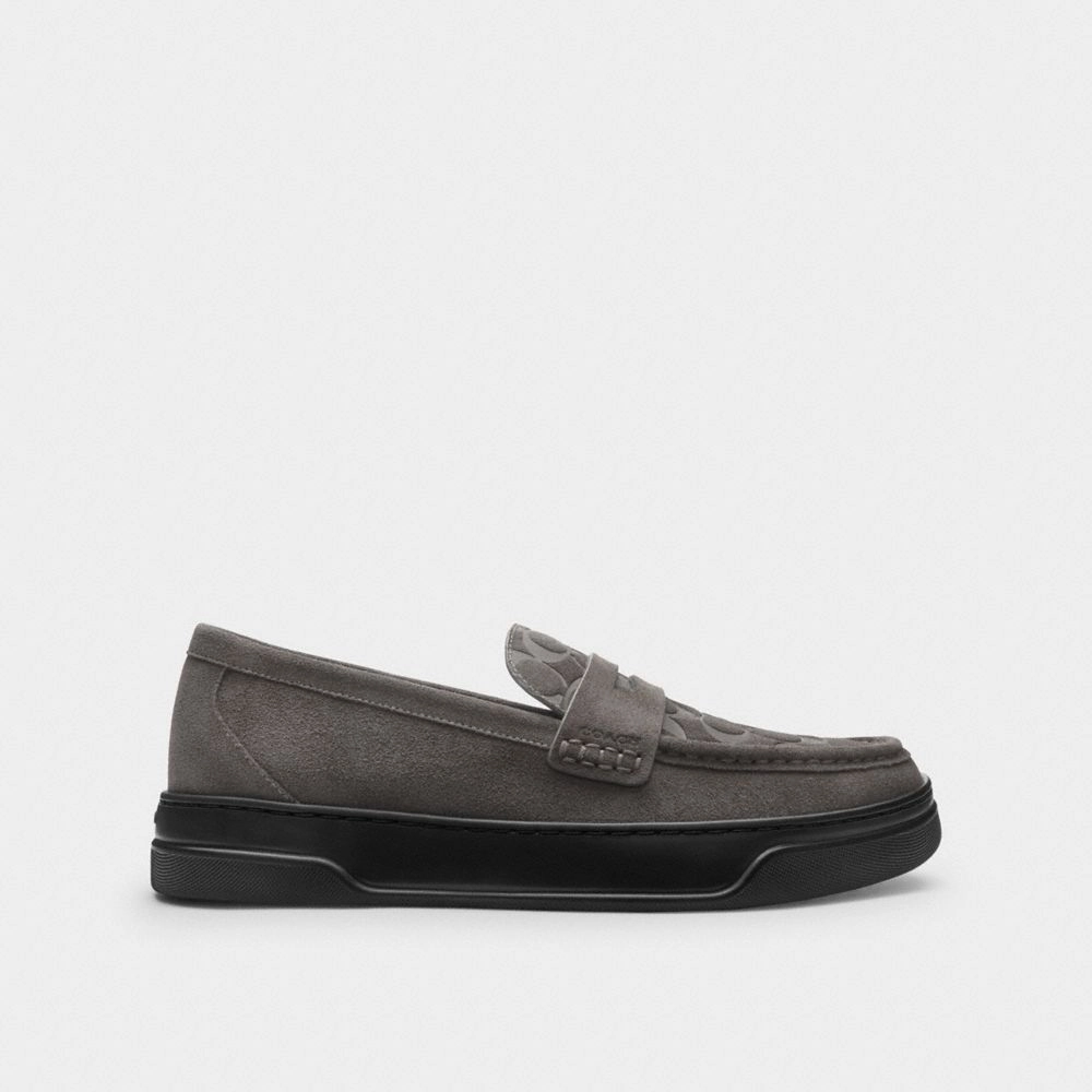 Coach Hybrid Loafer With Signature Print Charcoal Haruta Penny Loafers