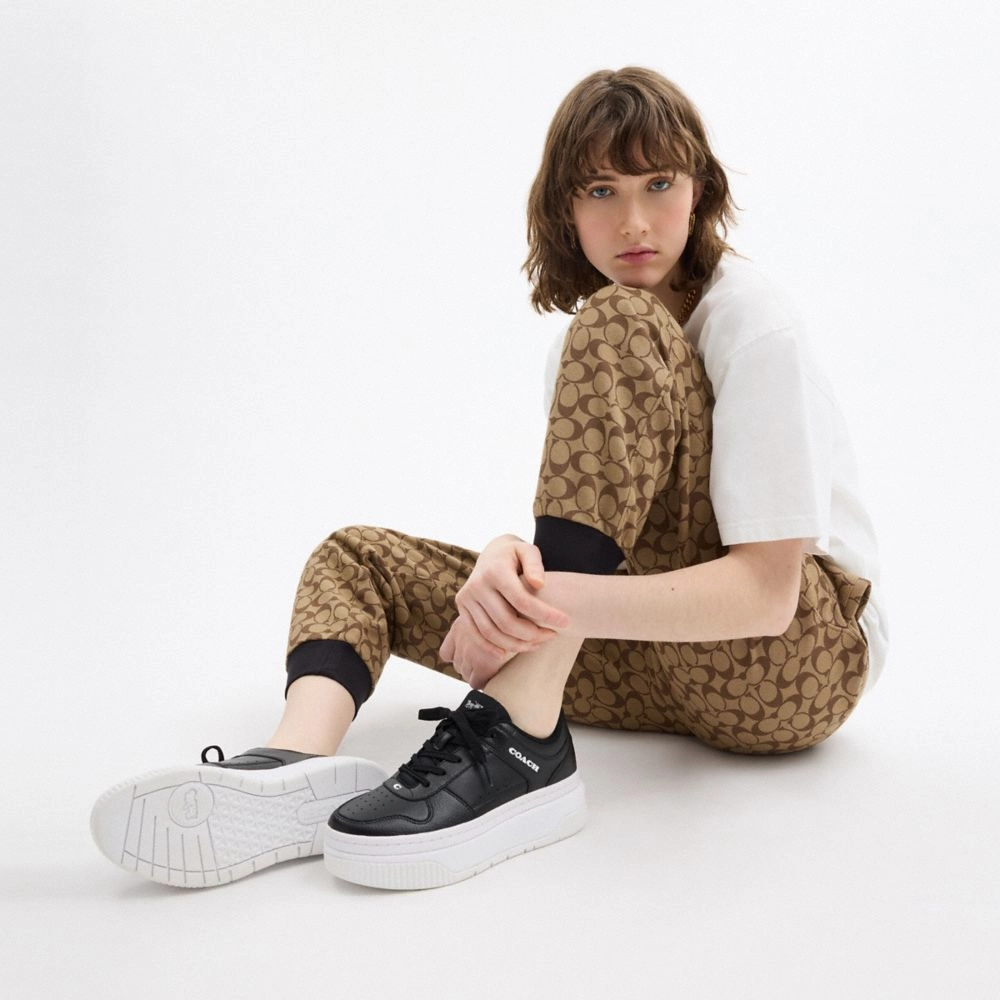 Coach Platform Sneaker Black Soft Mary Jane Flat Shoes