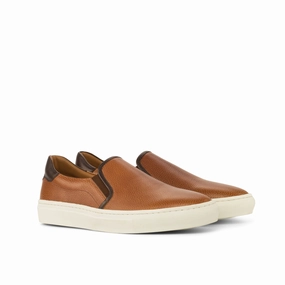 Cognac Full-Grain Leather Slip-On Sneakers Storm Chaser Slip-ons