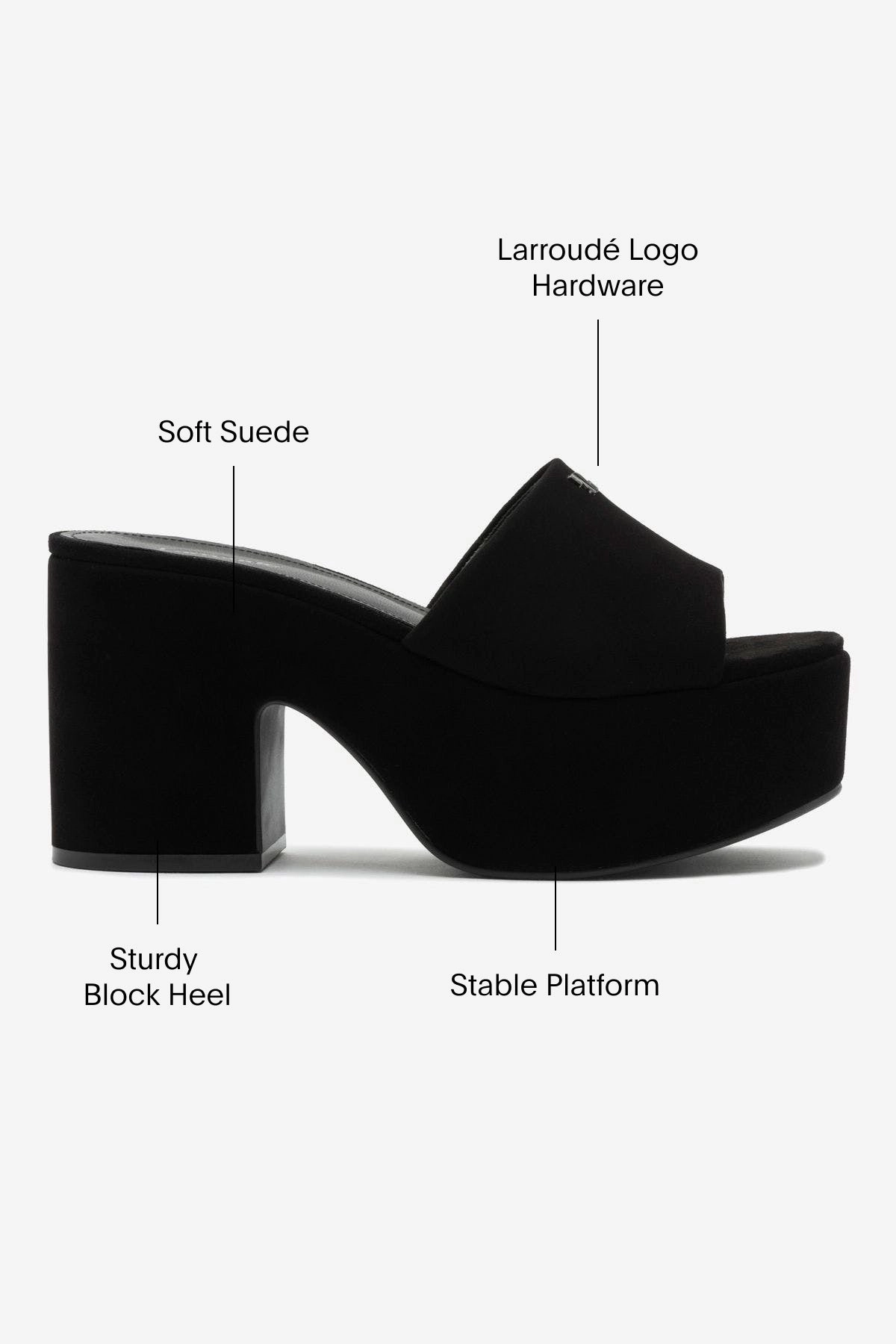 Miso Platform Mule In Black Suede Drew Genoa Mary Jane Shoes