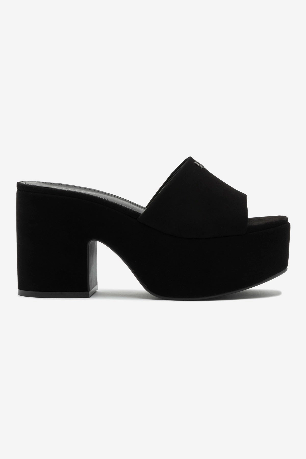 Miso Platform Mule In Black Suede Polley Shoes