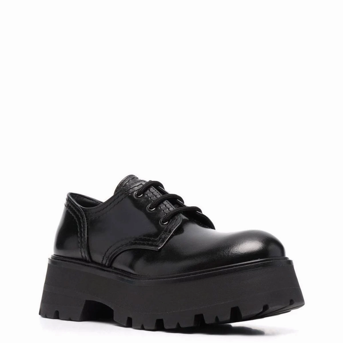 Lace Up Patent Shoes Rave Derby Chunky, Black
