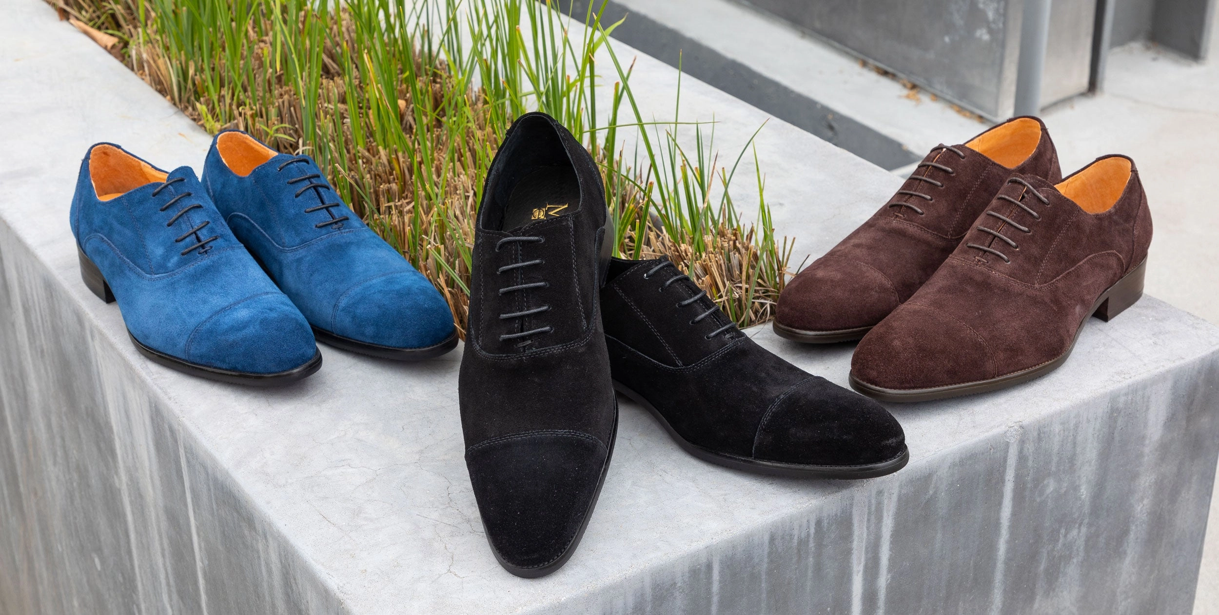 Business Oxford Suede Lace-Up Oxford Blue