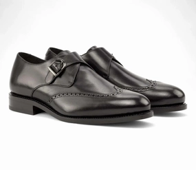 Black Single Monk Alfred Sargent Brogue Boots