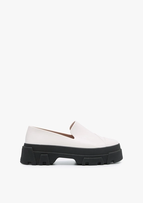 Womens Mary Jane Shoes Bush Platform Loafers Off-White