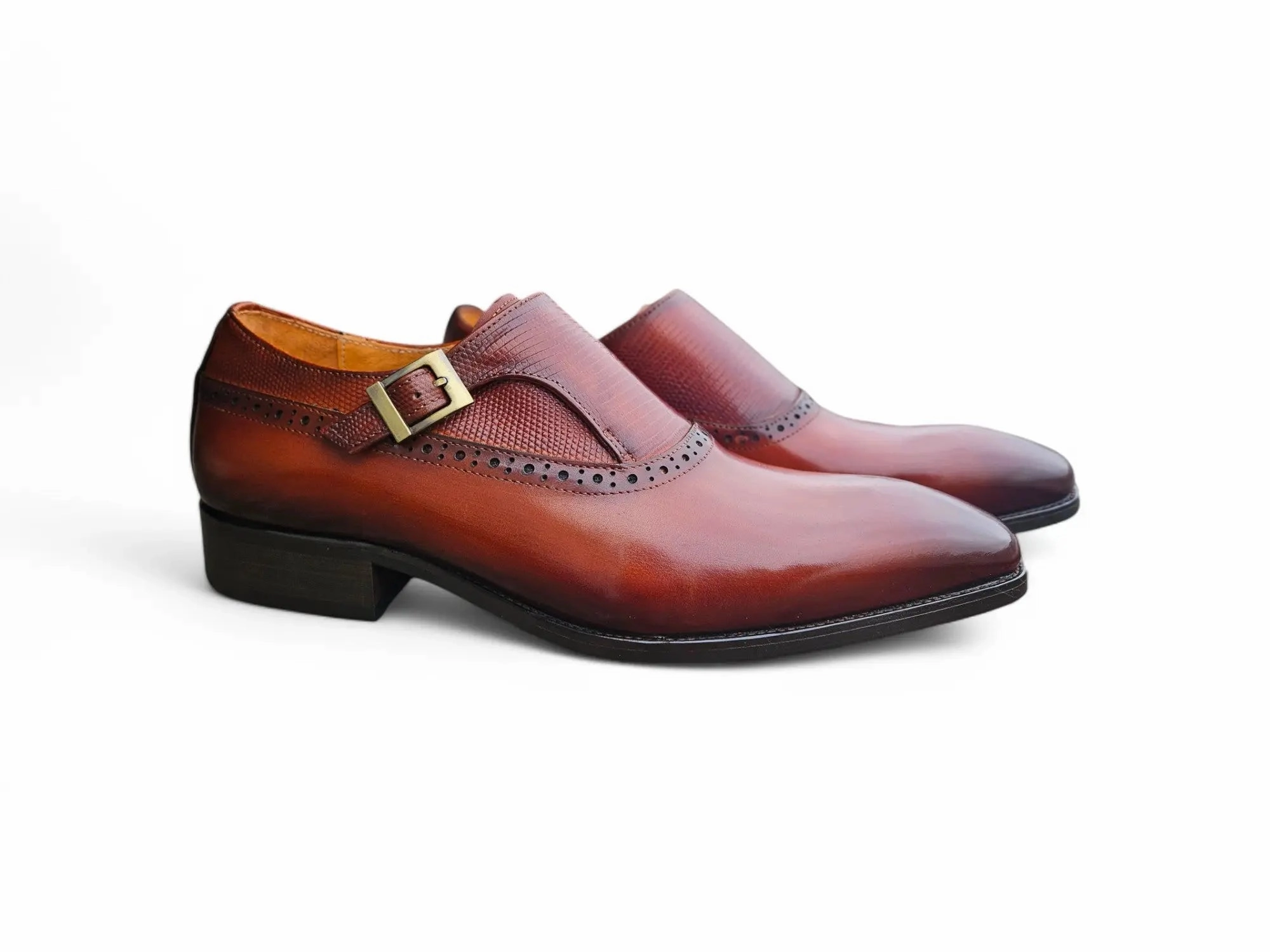 Shoes Leather Brogues Plain Toe Single Monk Loafer