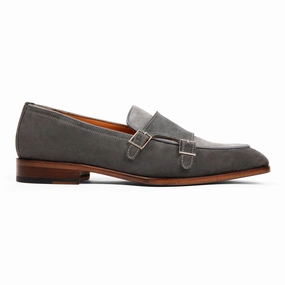 Sporty Brogues Beaumont Double Monk Loafer // Smoke Slate Grey Suede