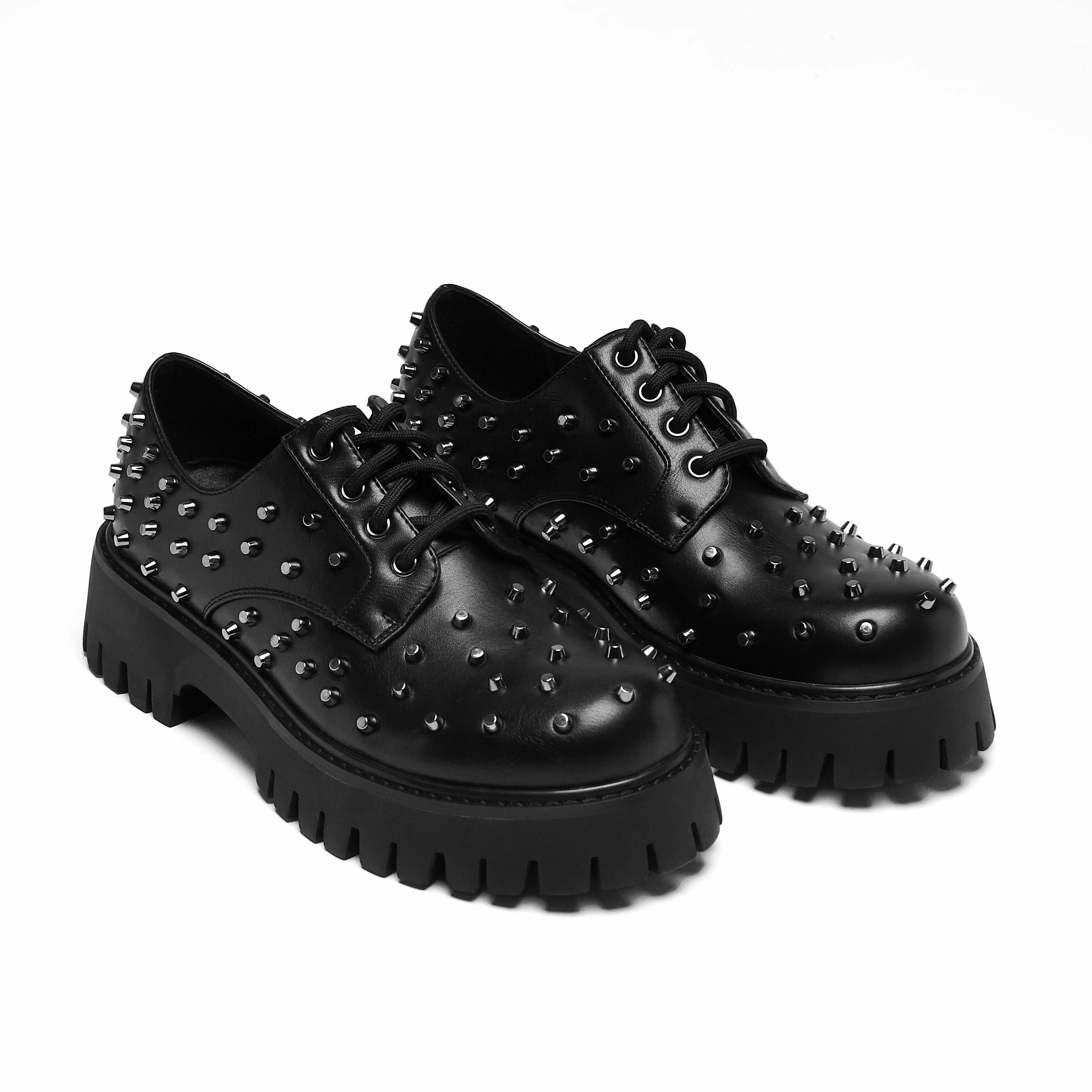 Penitent Men's Studded Shoes - Black Keen Mary Jane Leather Shoes