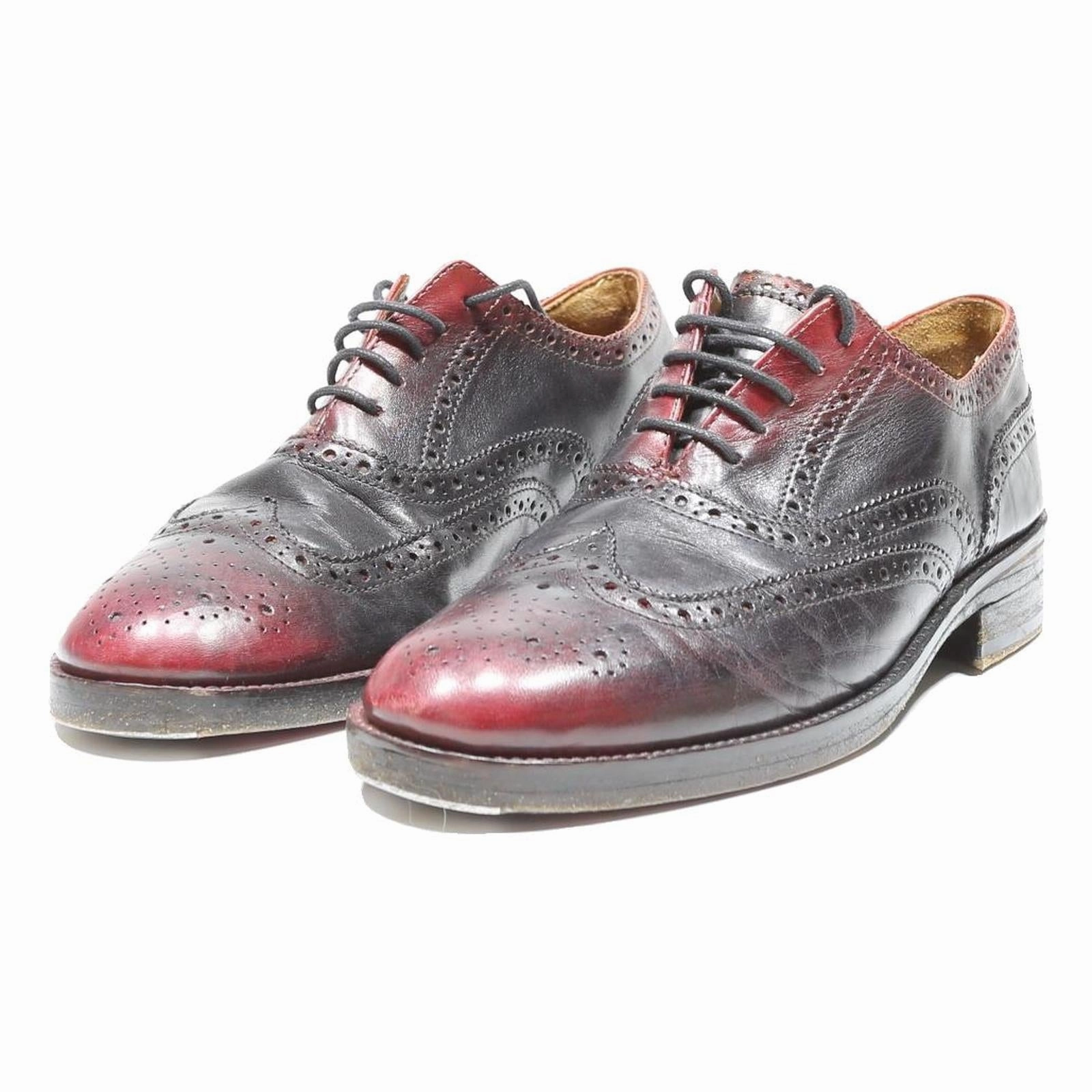 MR DAPPER Mens Brogue Shoes Black & Red Cotton Blend UK 7 Classic Dress Brogues Bag