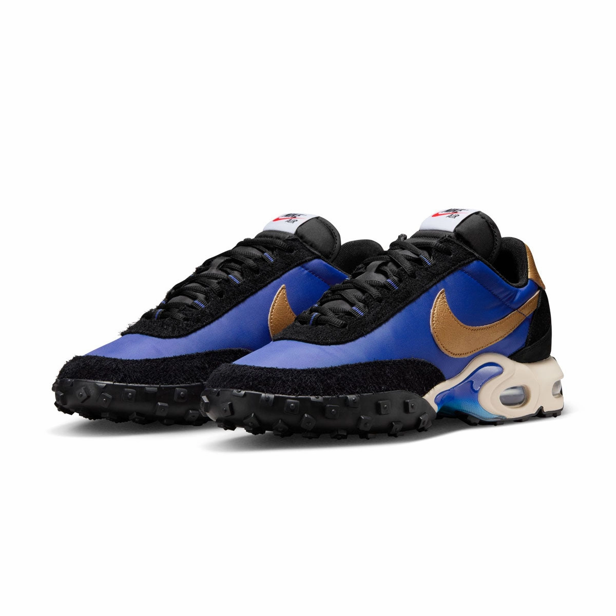 Air Max Waffle SP 'Black Hyper Blue' Writing On Basketball Shoes