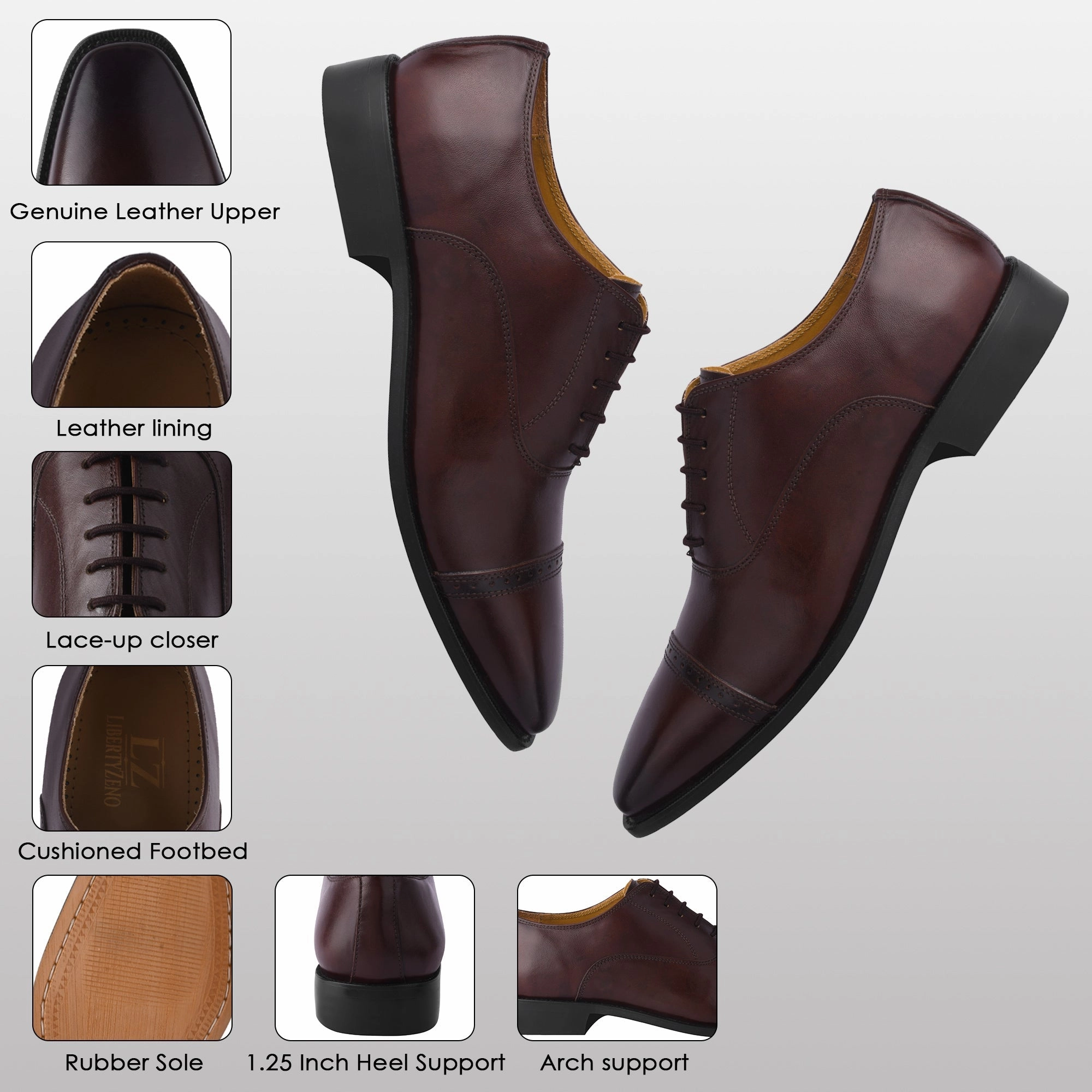 Oscar Mens Leather Lace up Oxford Designer Dress Shoes Cabaret Lace Up Platform Oxford