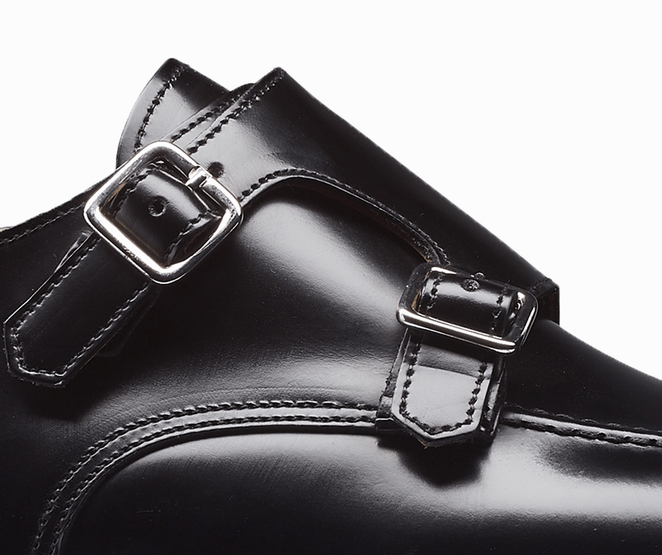 Whitby Black Cavalry Calf Gino Vitale Monk Strap Cap Brogue Dress Shoes