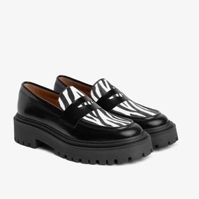 Retro Flat Mary Jane Shoes Penny Platform | Zebra