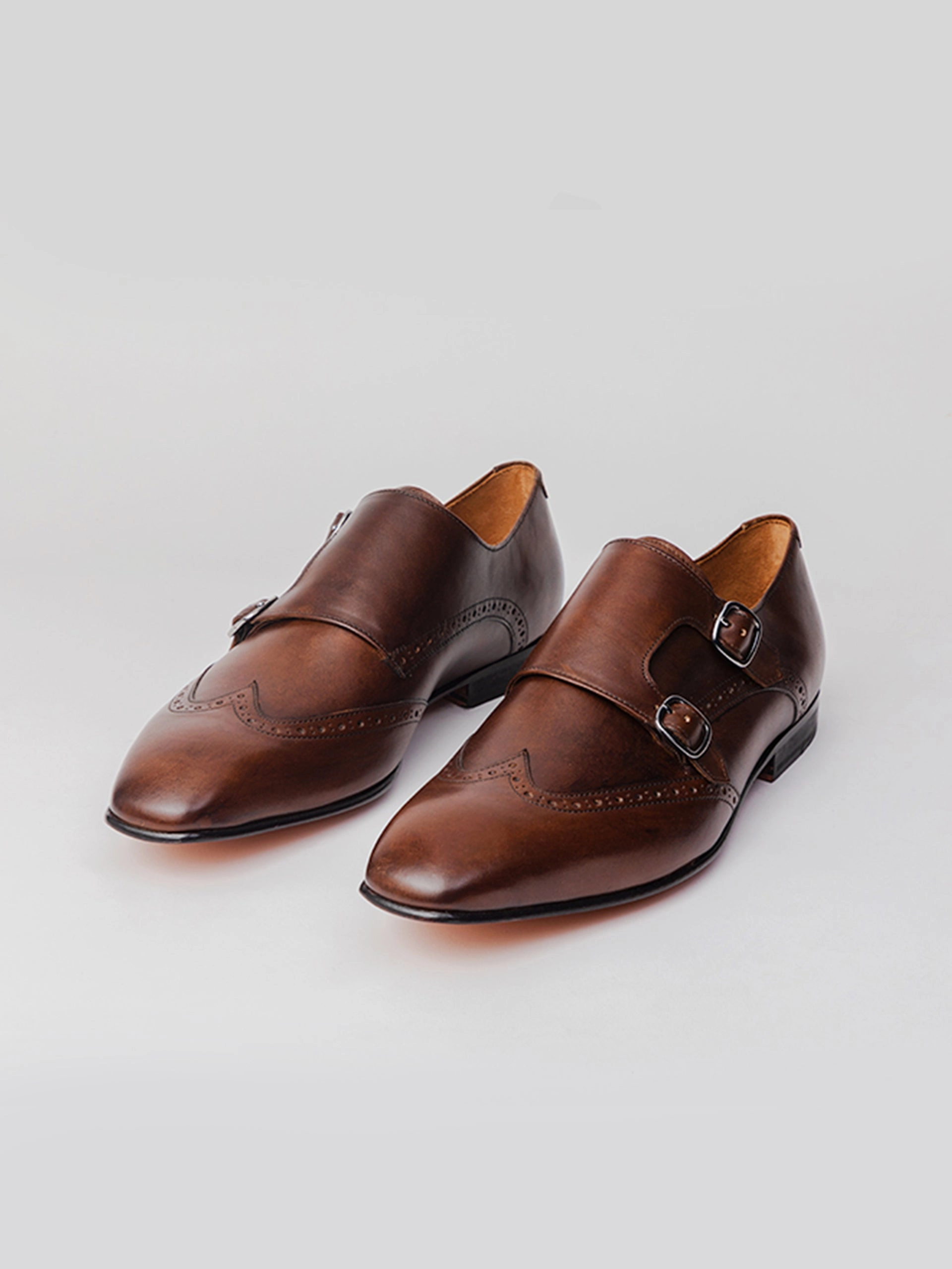 Connor Wingtip Monk straps - Dark Brown Mary Jane Brogue Oxford Shoes