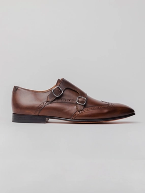 Wine Brogues Connor Wingtip Monk straps - Dark Brown