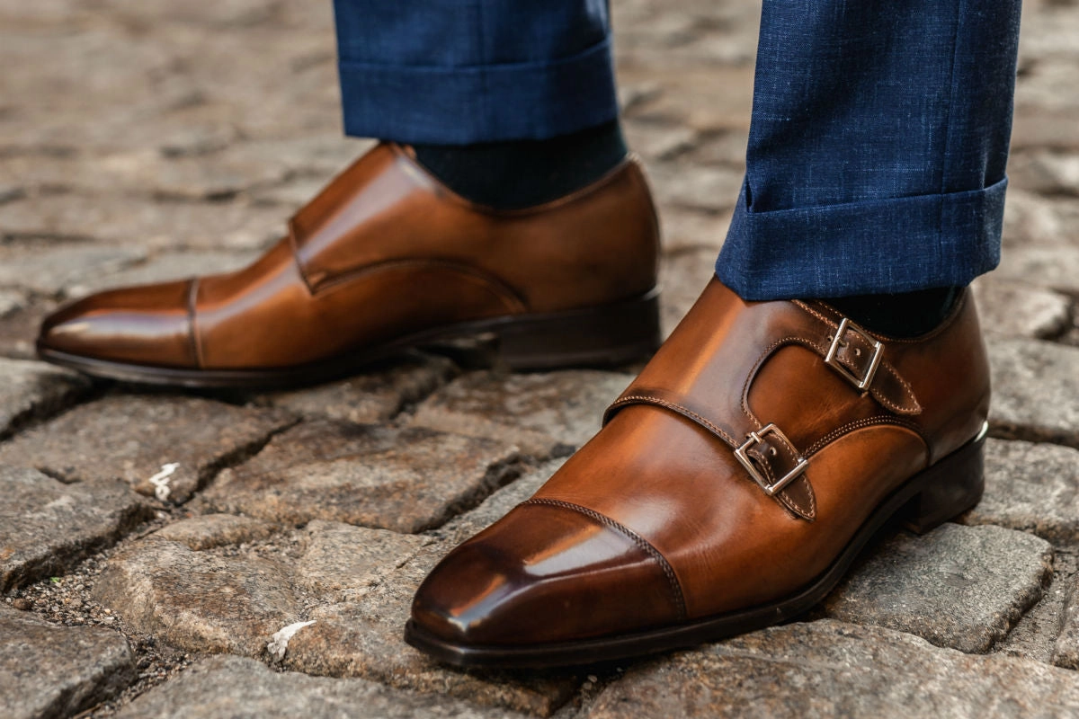 Oak Brogues The Burton Double Monk Strap - Brown