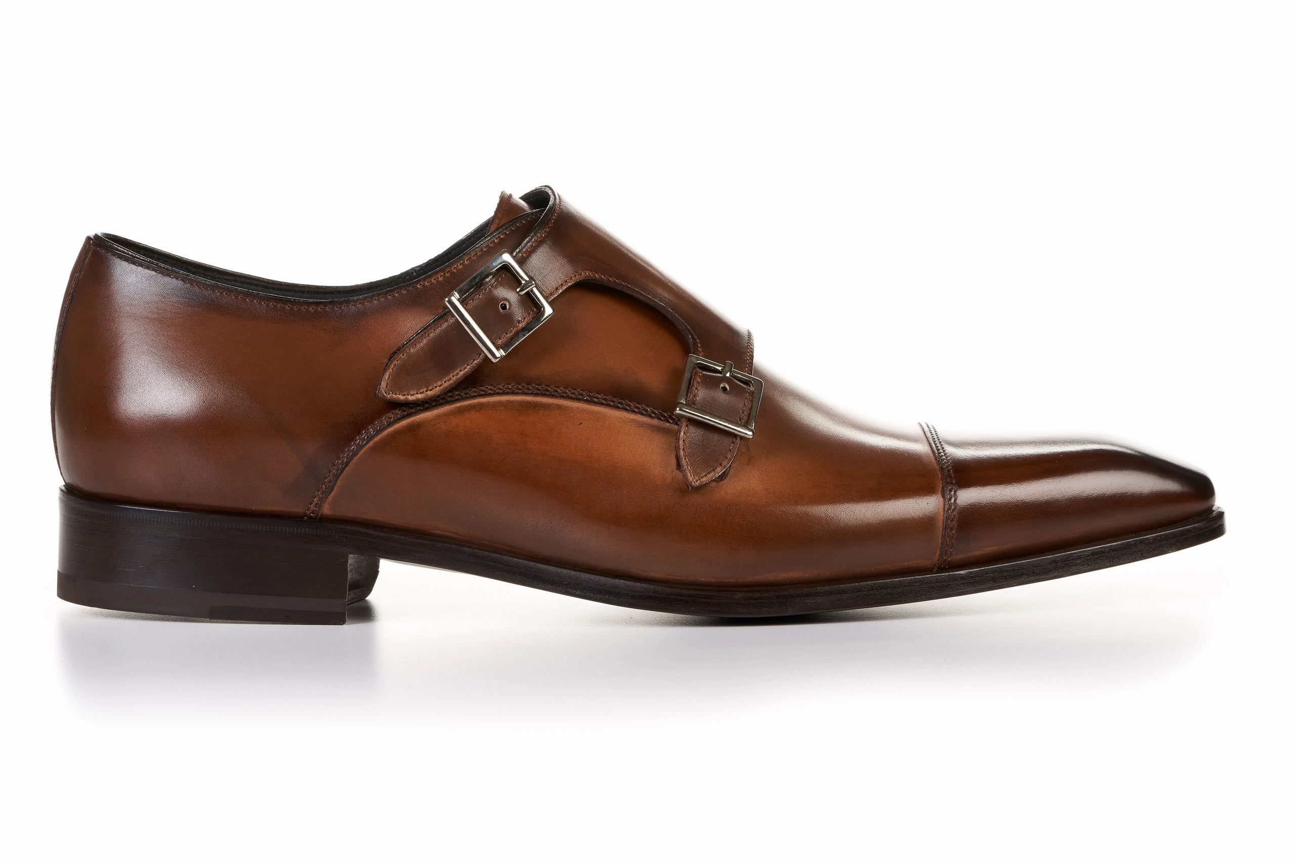 The Burton Double Monk Strap - Brown Cherry Red Brogues