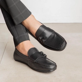 The Yosa Black Men's Double Monk Shoes Tresmode Hotter Brogues