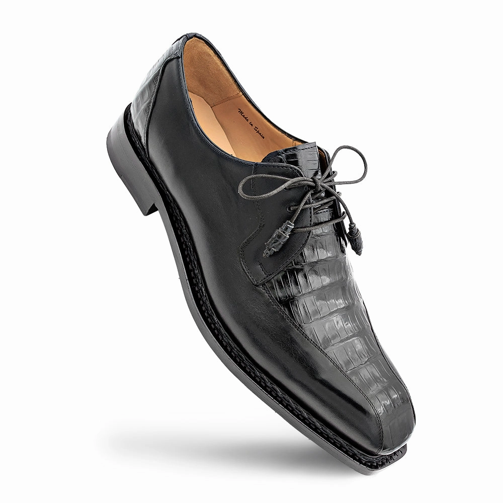 Crocodile/Calf Derby Prada Monolith Brushed Calf Leather Lace-up Shoes