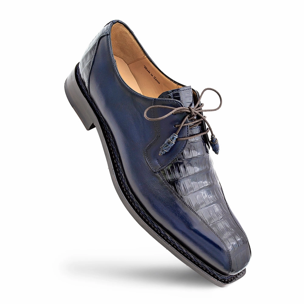 Crocodile/Calf Derby Lace Up Shoes With Heels