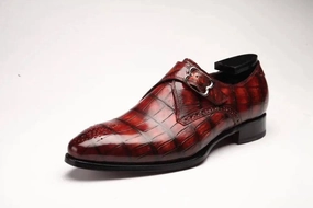 Crocodile Shoes Brown Crocodile Leather  Monk Strap Shoes Brogues Downunder