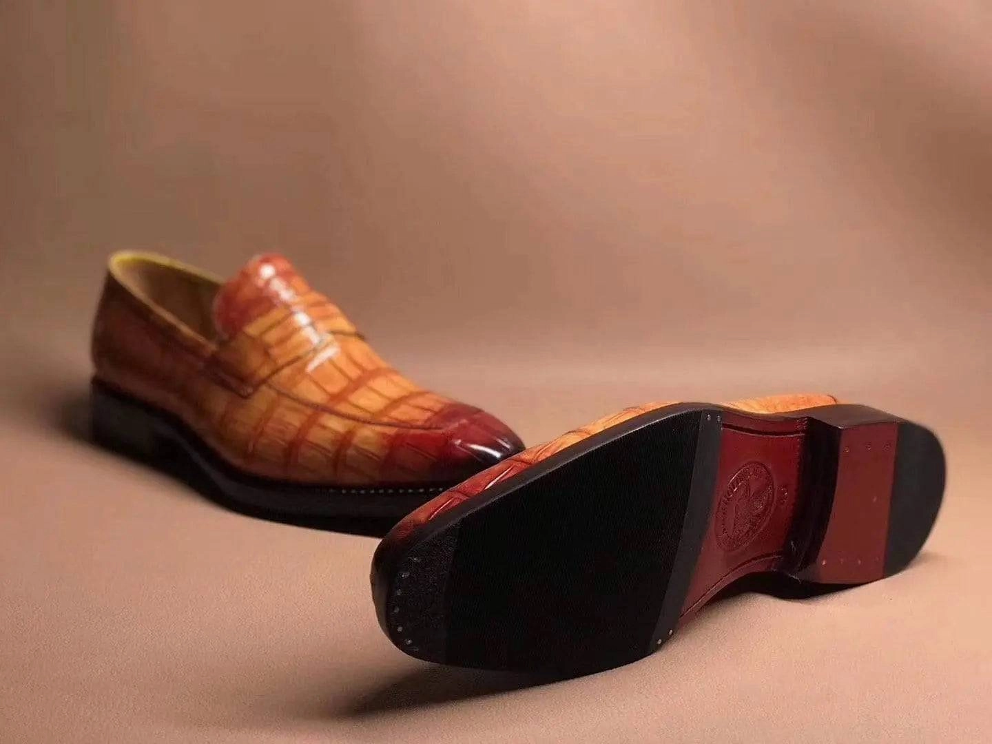 T Bar Loafers Crocodile Shoes Brown Crocodile Leather Slip On Loafer Shoes