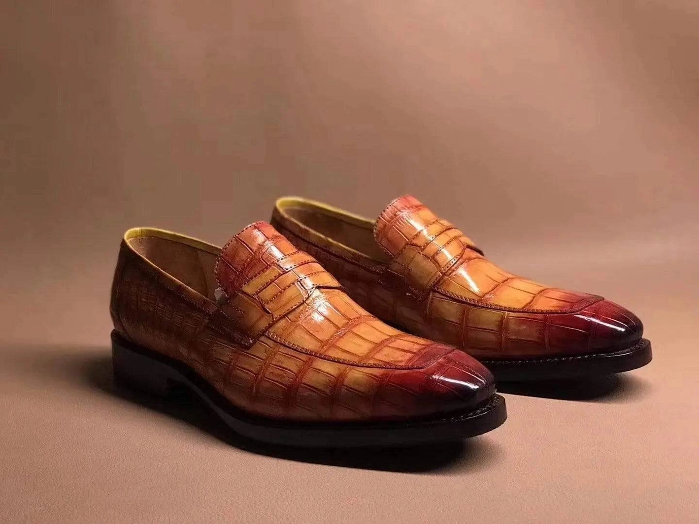 Crocodile Shoes Brown Crocodile Leather Slip On Loafer Shoes Kilim Loafers