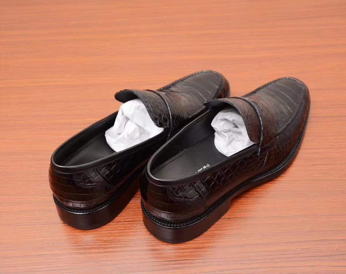Crocodile Shoes Mens Crocodile Leather Casual Loafer Drive Shoes Black Dolce Vita Penny Loafers