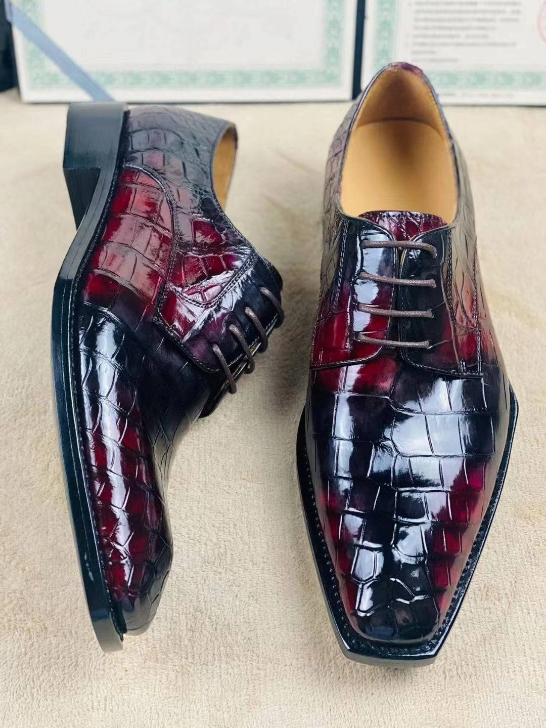 Crocodile Shoes Special Offer! Formal Business Shoes -Genuine Crocodile Skin Leather Men's Lace-Up  Business Shoes Casual Comfortable Dress Shoe Male Suit Shoes Ostrich Leather Loafers