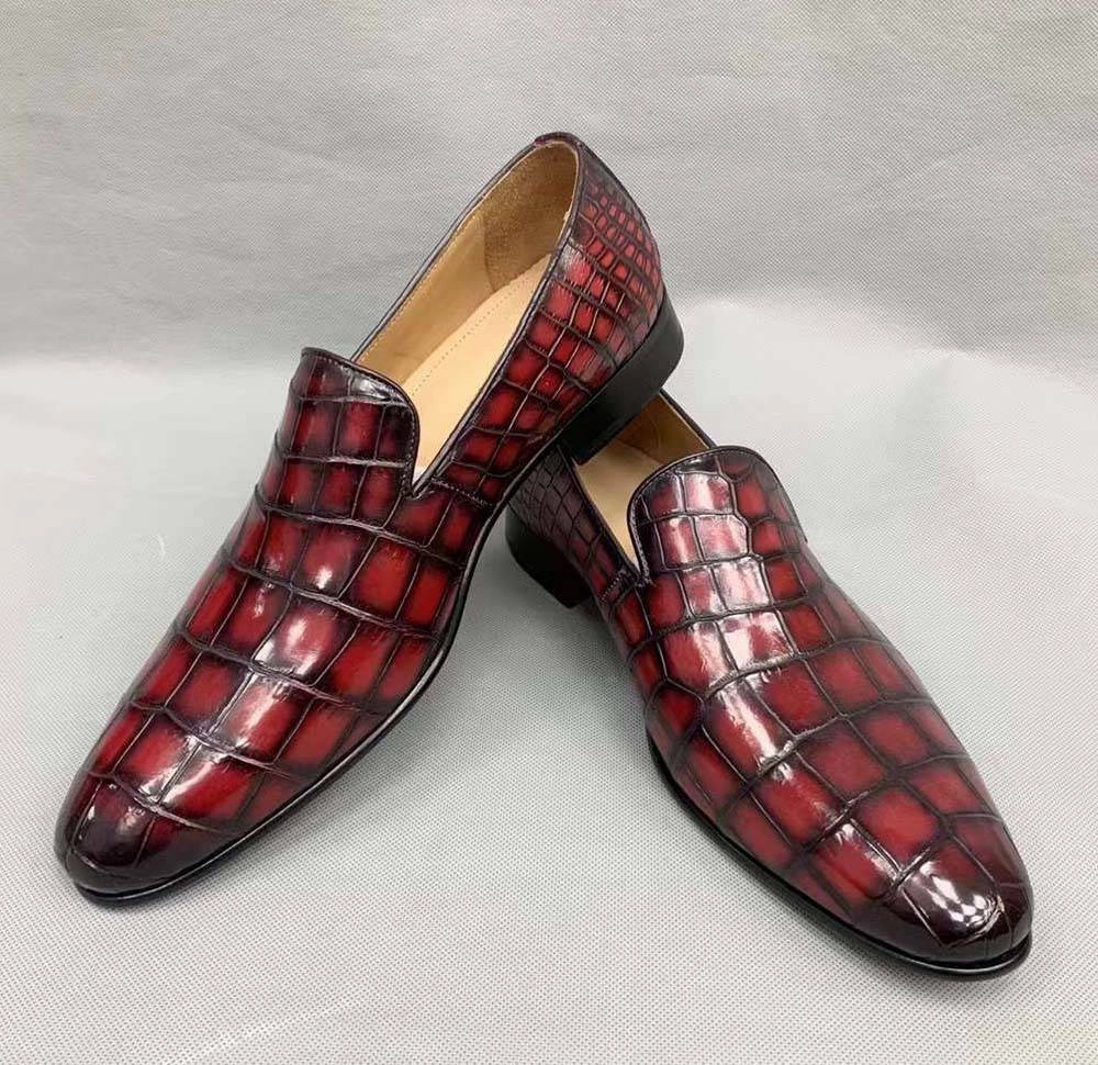 Crocodile Shoes Vintage Men's Genuine Crocodile Skin Leather Slip On Loafers Driving Fashion Luxury Business Driving Shoes Driving Moccasins Loafers