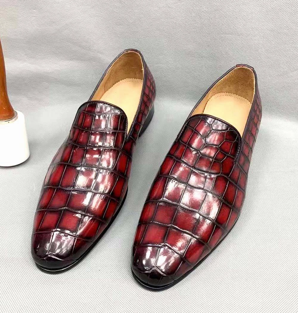 Loafers Suede Penny Crocodile Shoes Vintage Men's Genuine Crocodile Skin Leather Slip On Loafers Driving Fashion Luxury Business Driving Shoes