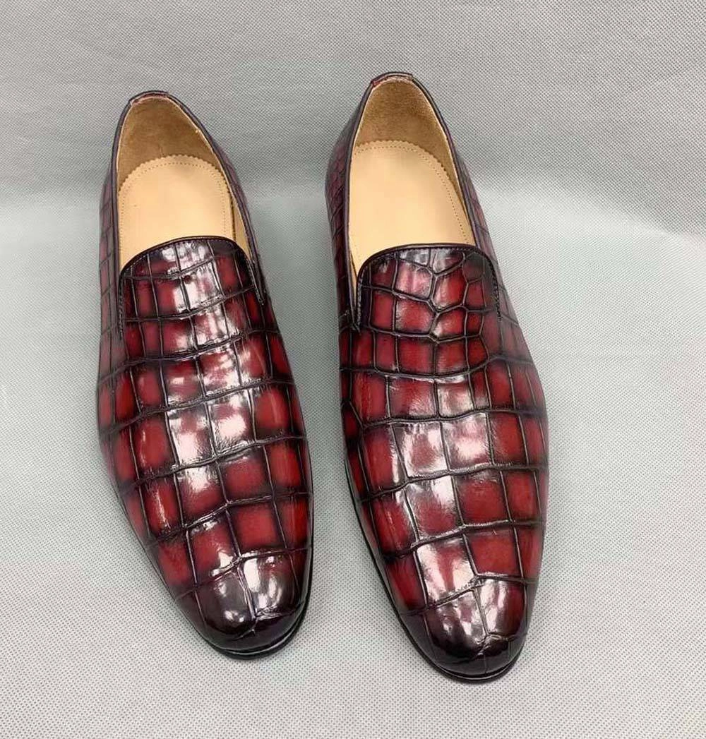 Ysl Loafers Crocodile Shoes Vintage Men's Genuine Crocodile Skin Leather Slip On Loafers Driving Fashion Luxury Business Driving Shoes