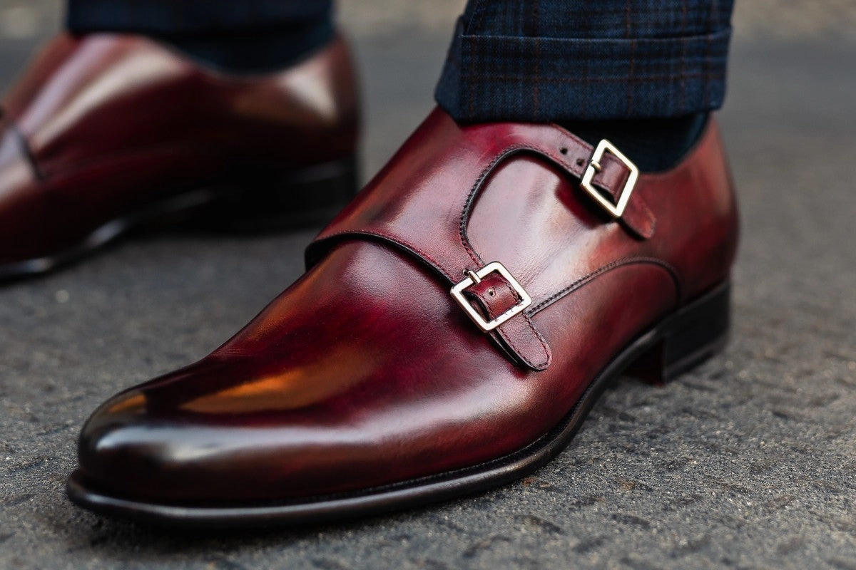 The Poitier Double Monk Strap - Oxblood Diesel Brogues