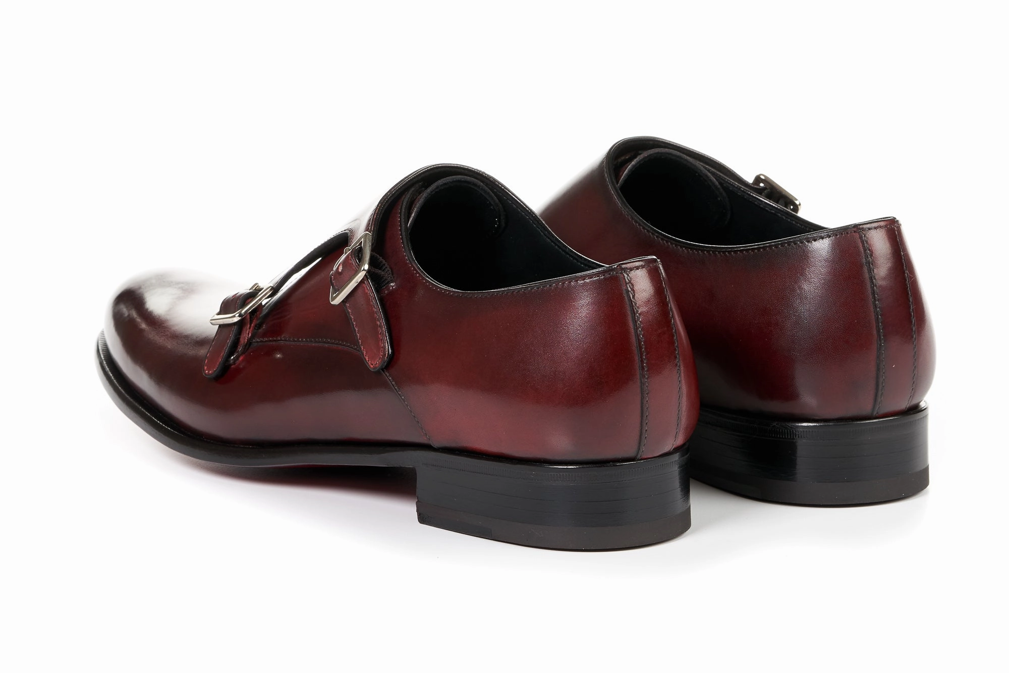 The Poitier Double Monk Strap - Oxblood Brown White Brogues