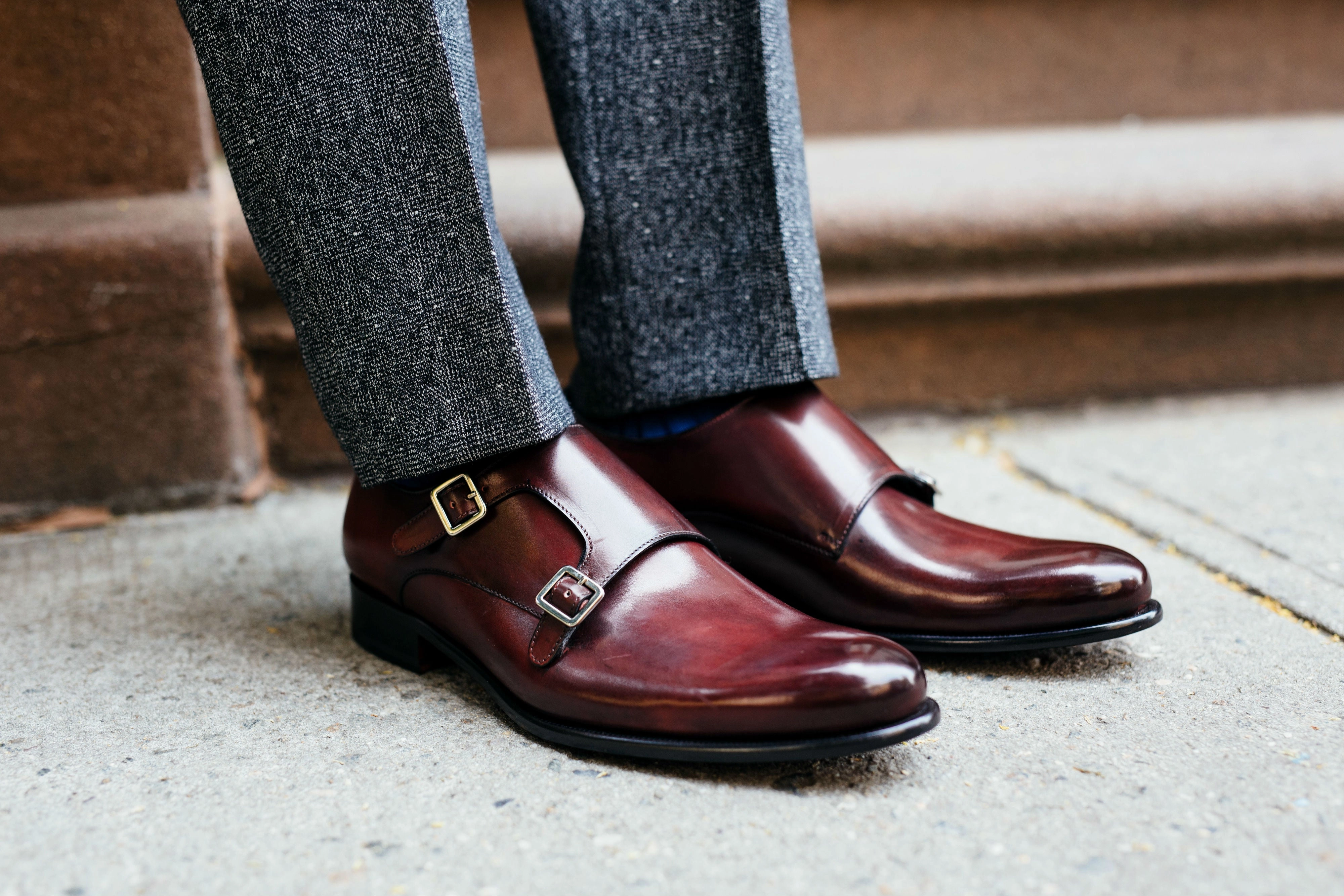 Morgan Brogues The Poitier Double Monk Strap - Oxblood