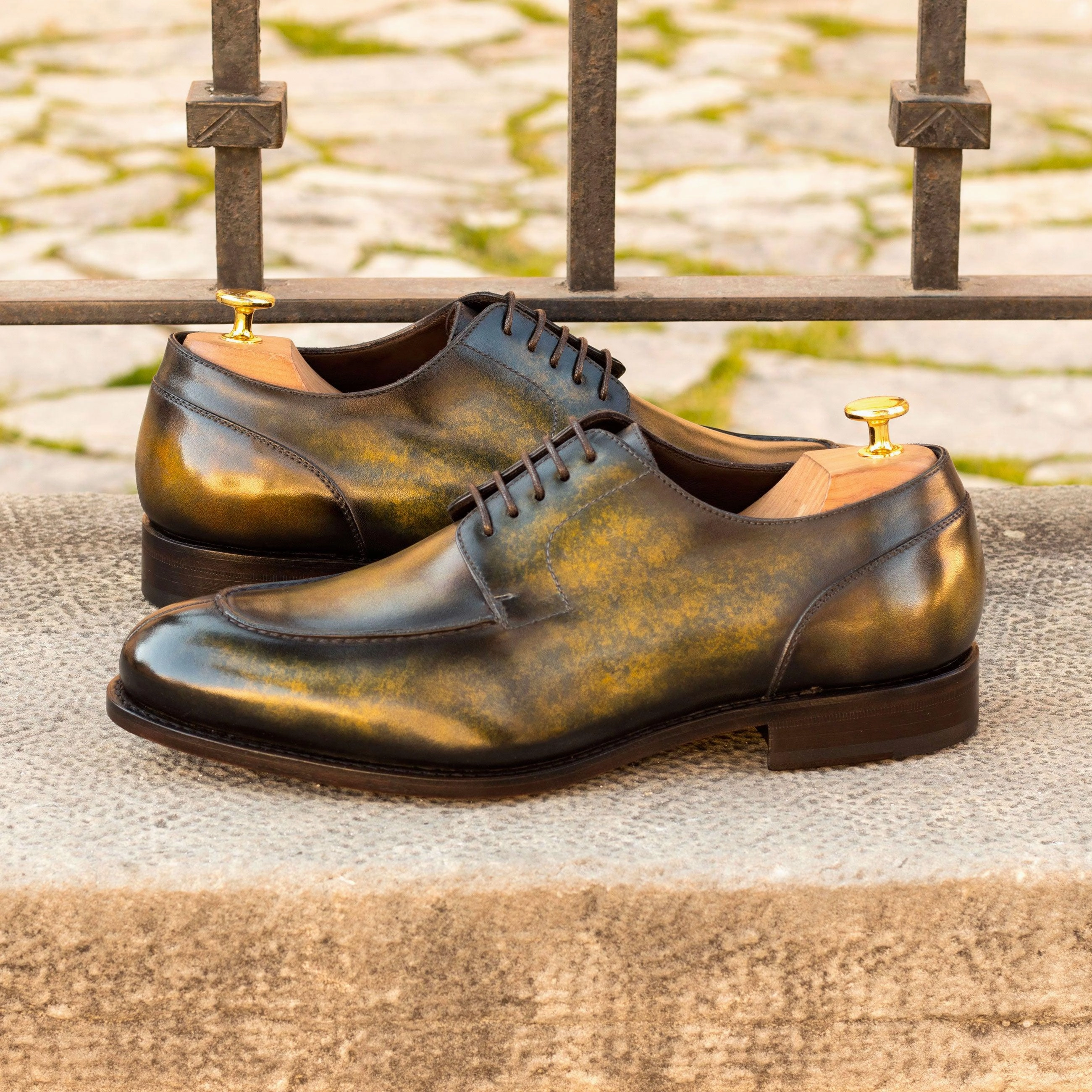 Green Patina Split-Toe Derby Shoes Hudson Derby Shoes