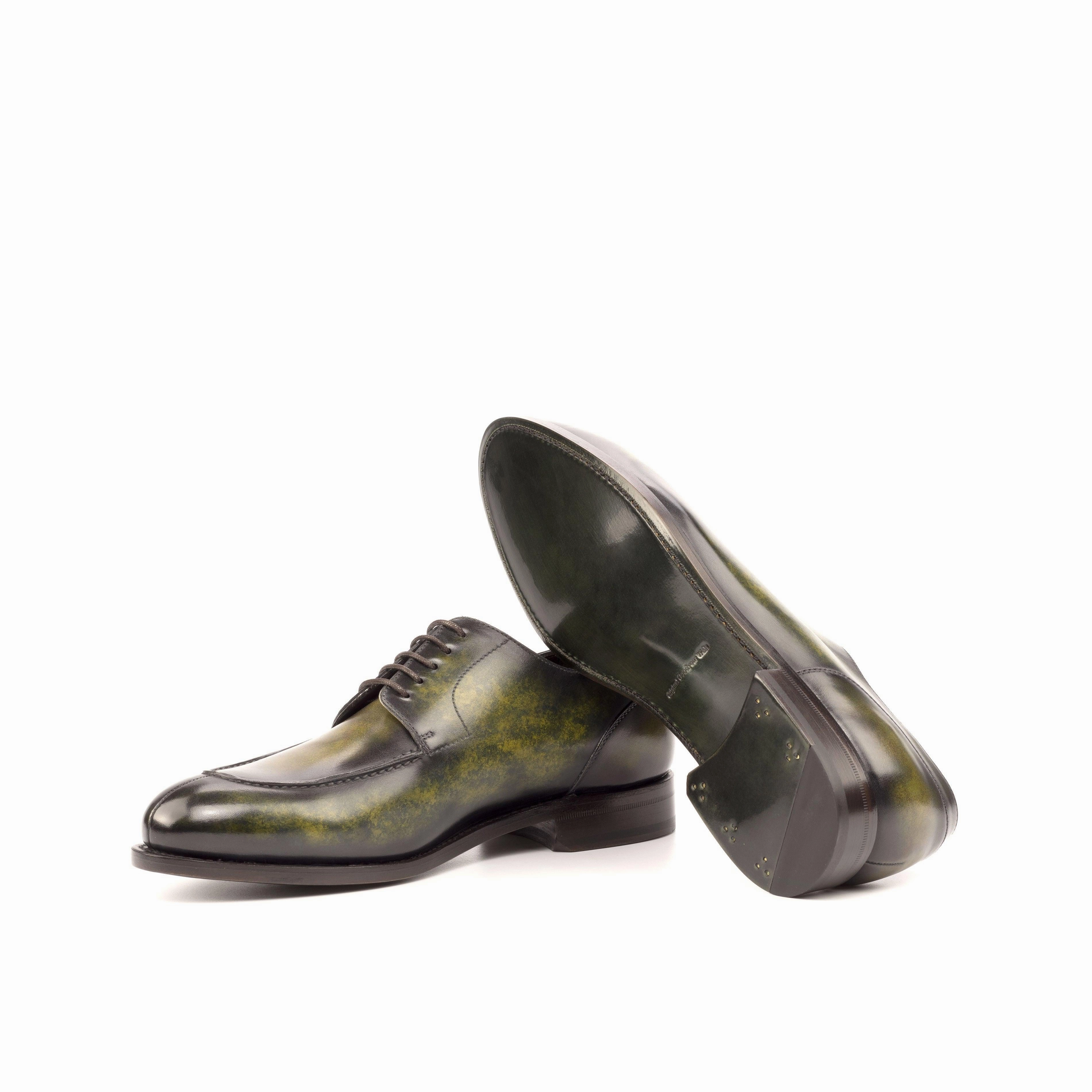 Green Patina Split-Toe Derby Shoes Santoni Lace Up Shoes