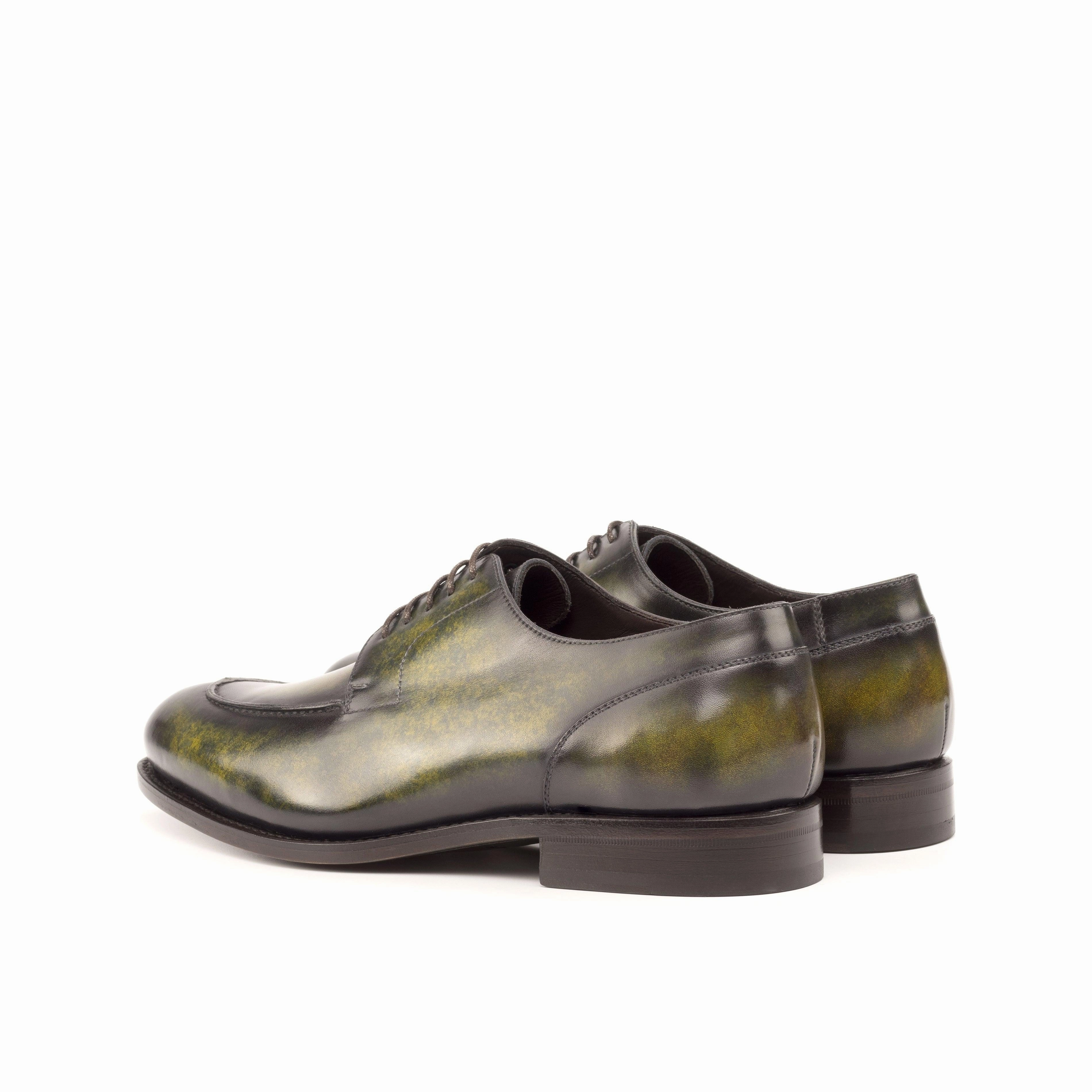 Green Patina Split-Toe Derby Shoes Buckskin Derby Shoes
