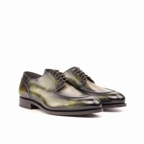Lace Up Boots Green Patina Split-Toe Derby Shoes
