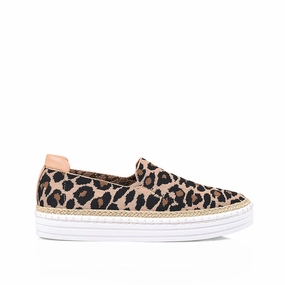 Shoes That Slip On Queen Slip On Sneakers - Nude Leopard Knit