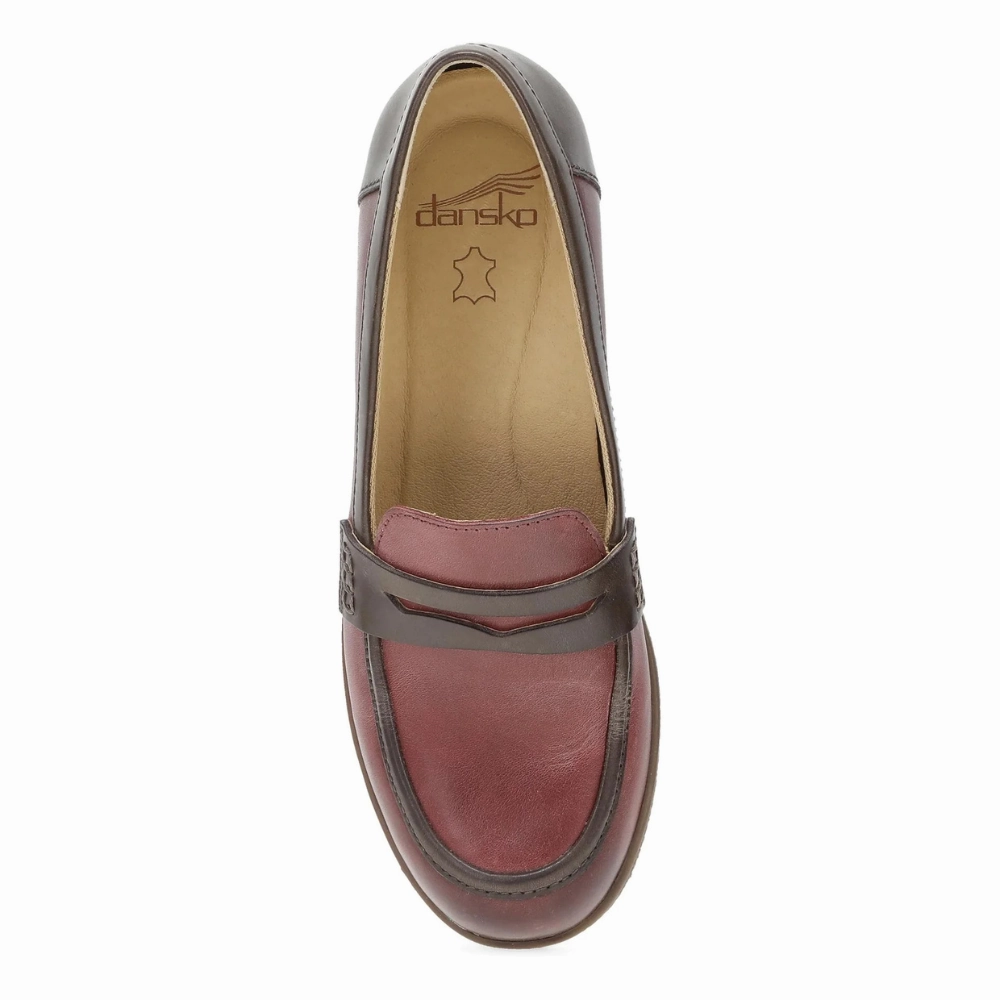 Ferragamo Loafers Dansko Danica Plum/Chocolate Waterproof Burnished Leather Loafer (Women's)
