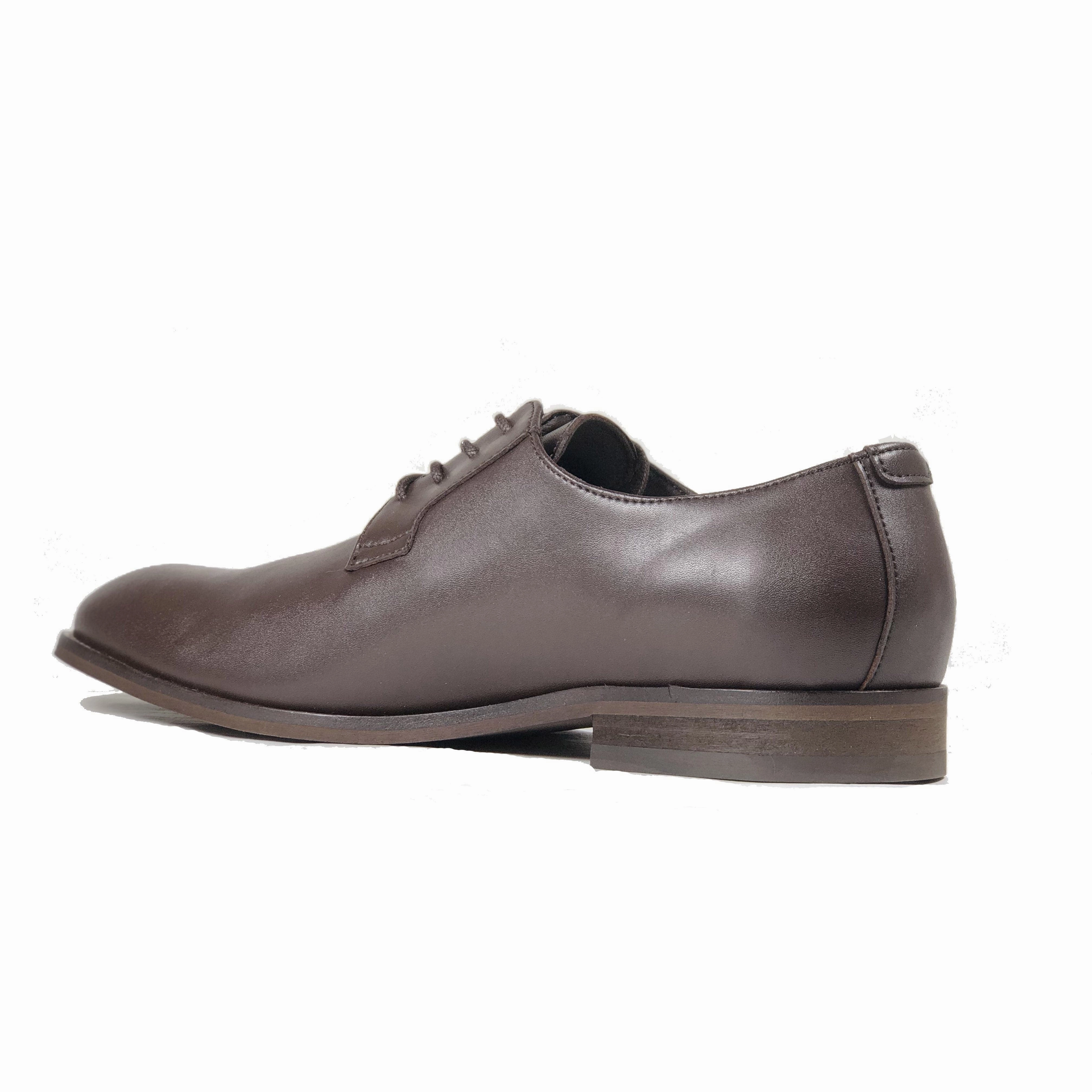 'Gideon' classic vegan derby round toe by Zette Shoes - dark chestnut Sparkly Shoes