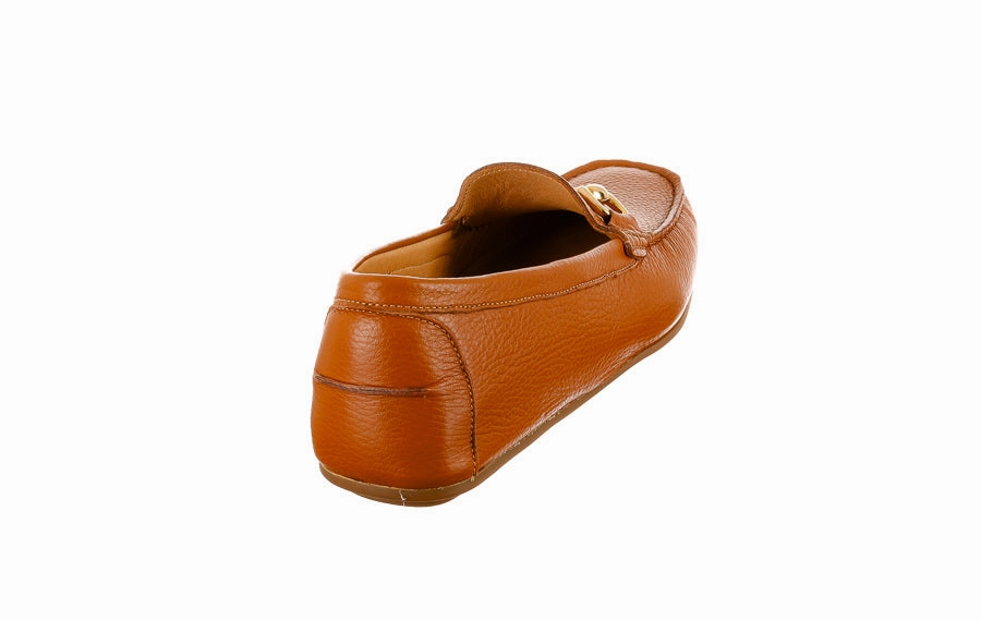 Vm Sensible Tan Heeled Loafers Leather